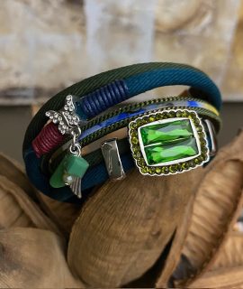 Wrap Armband Green Stone