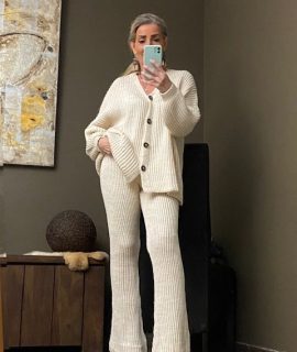 Tweedelige Set – Tricot Vest En Flare Legging Rosie – Crème