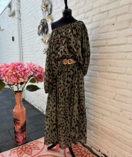 Lange Rok Met Tijgerprint Khaki – Tigress