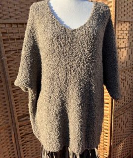 Oversized Trui Van Bouclette Taupe – Isho