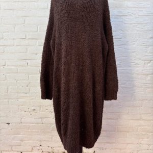 Trui-jurk Donkerbruin Oversized Bouclette – Babette