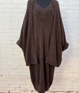 Oversized Donkerbruin Vest Met Vlindermouwen – Babette