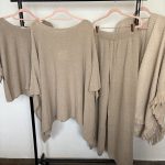Broek Beige Cashmire rechte pijpen en elastische band - Cassy