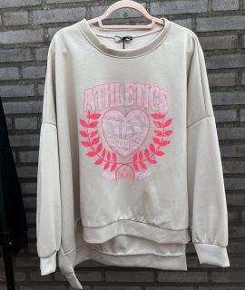 Sweatshirt Beige met opdruk – Ski