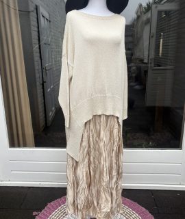 Trui oversized met boothals Beige – Kay