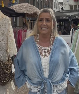 Denim Ibiza Knoopvestje – Licht & Donkerblauw (One Size t/m 48/50) – Brit