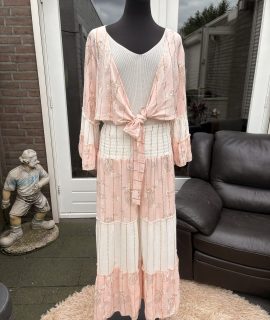 Tweedelige boho set broek en top Zalm/goud – Cinthia