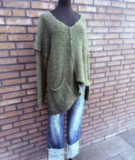 Ibiza-Style Trui Oversized Asymmetrische – Sky
