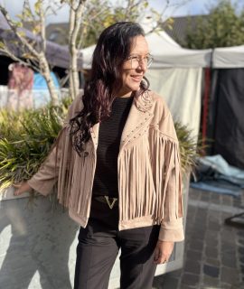 Suede look fringe jasje – Sade