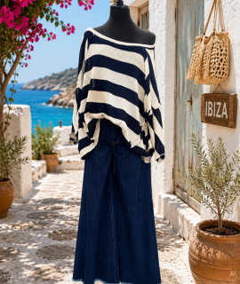 Flared spijkerbroek donkerblauw met franjes – Boa
