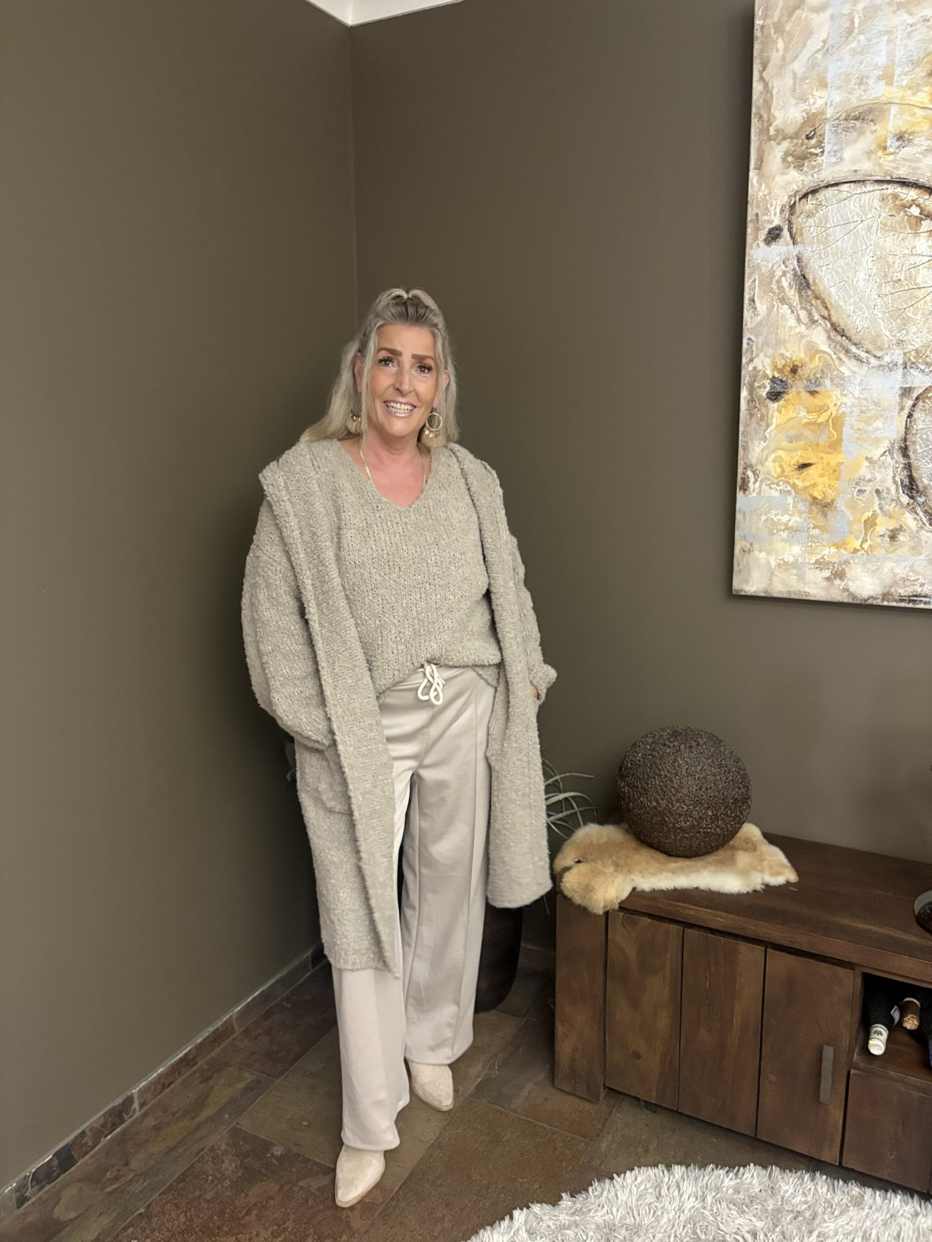 Bouclette vest lang met capuchon - Belinda - Afbeelding 4