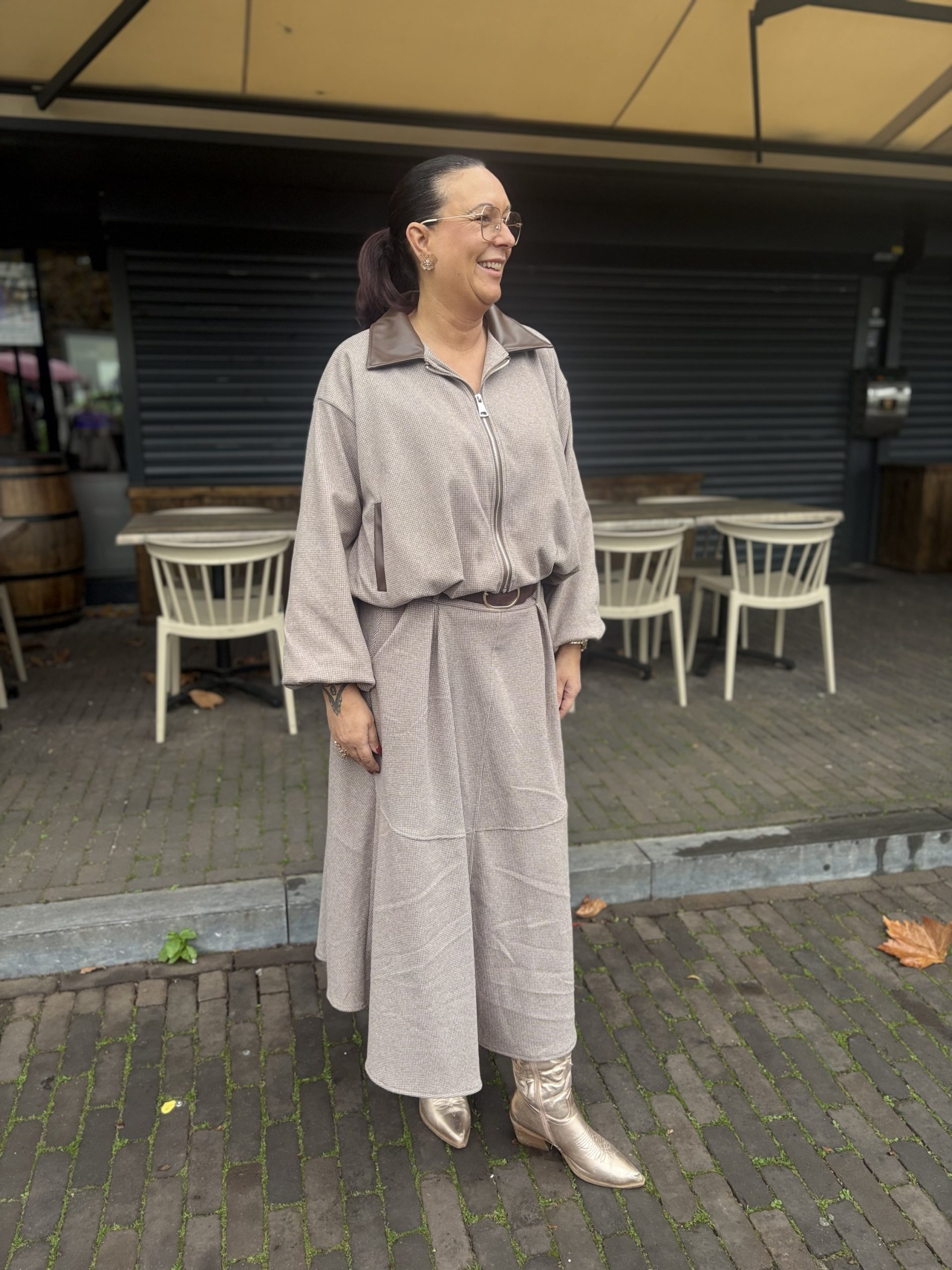 2 delige Set Ballonjas en A-lijn rok - Sita - Afbeelding 3