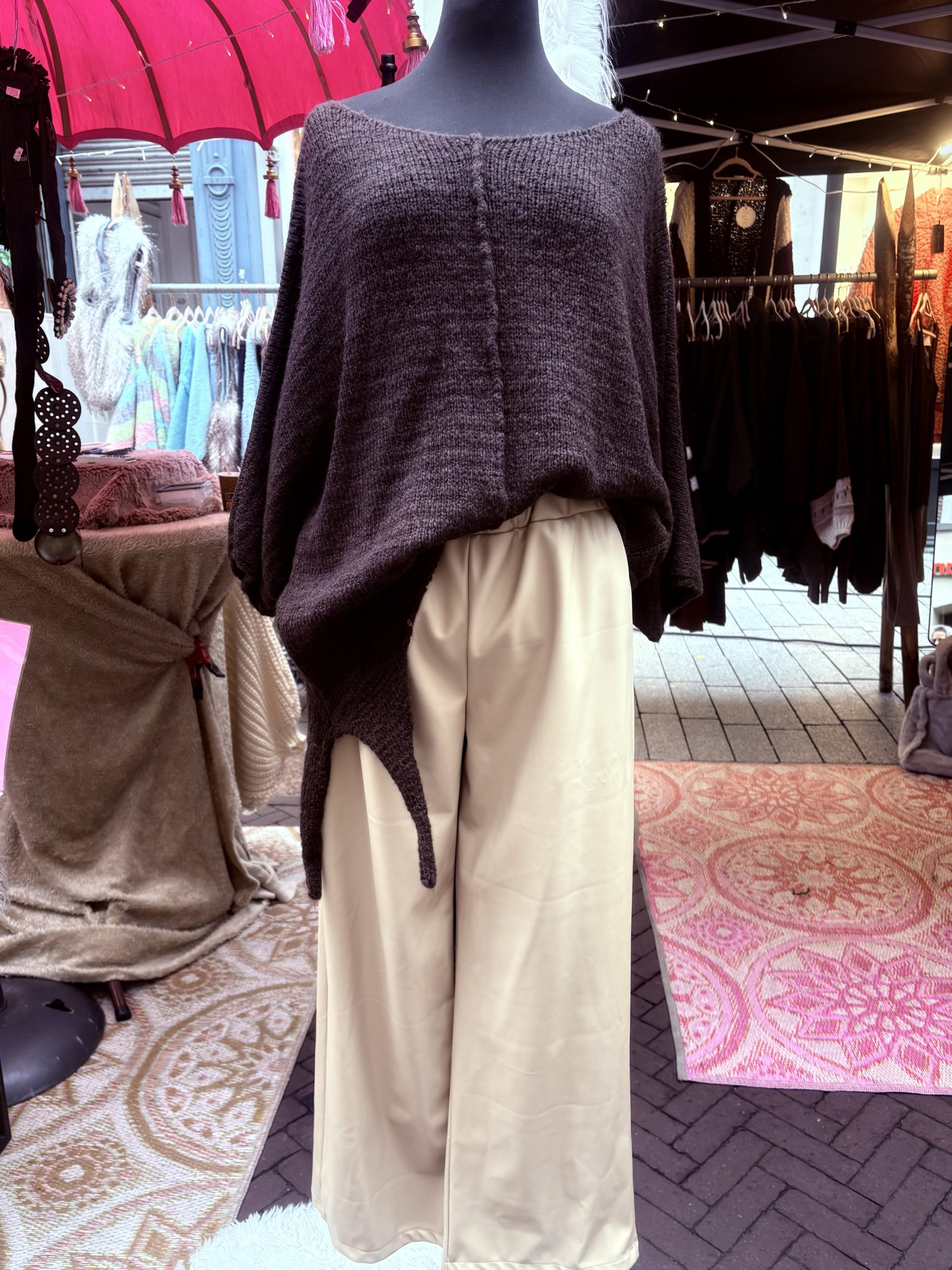 Leatherlook broek Creme - Lucy