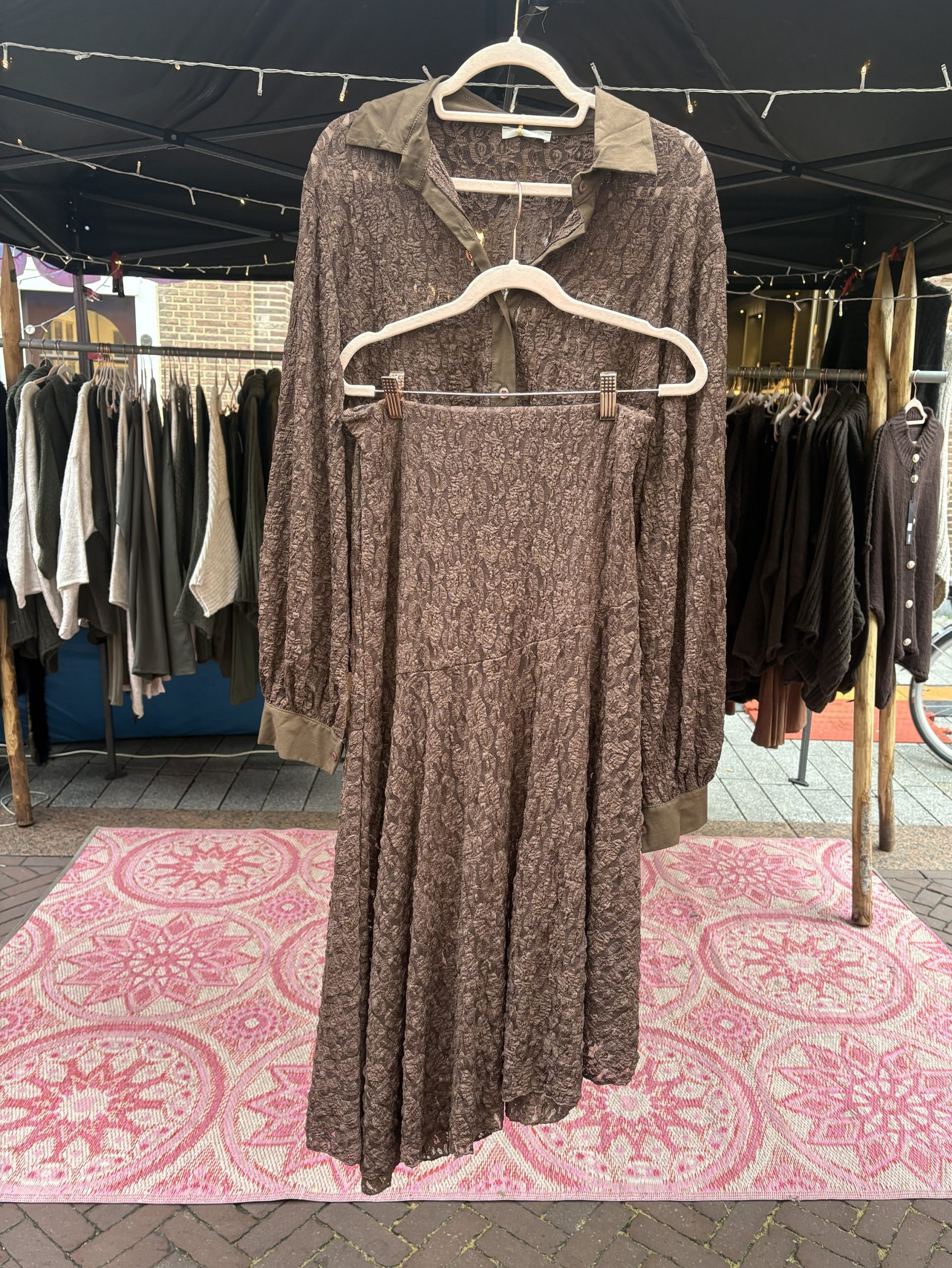 A-symmetrische rok lang - Mocha