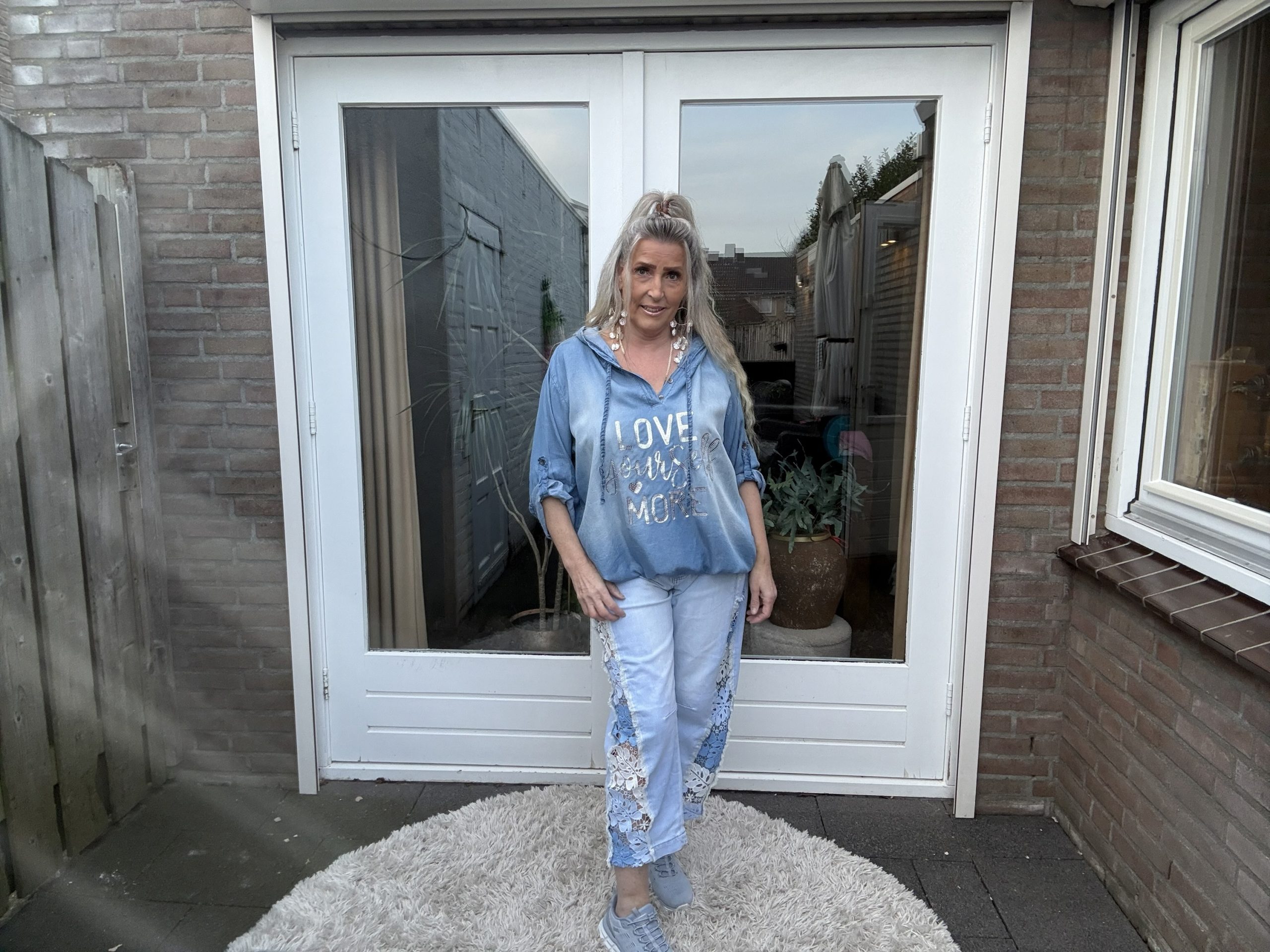 Spijkerbroek met kant aan de zijkanten - Jolie - Afbeelding 2