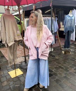 Jacket met zakken en capuchon – Roza