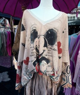 Shirt Lurex met print lange mouw – Miny