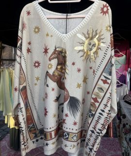 Oversized lurex shirt met print – yolie