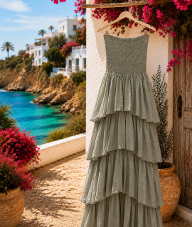 Lange Ibiza jurk met lagen – Shiny