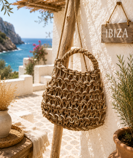 Dames Tas Boho Stijl – Gevlochten Tas met Goud Detail – Goldie