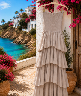 Lange Ibiza jurk met lagen – Shiny