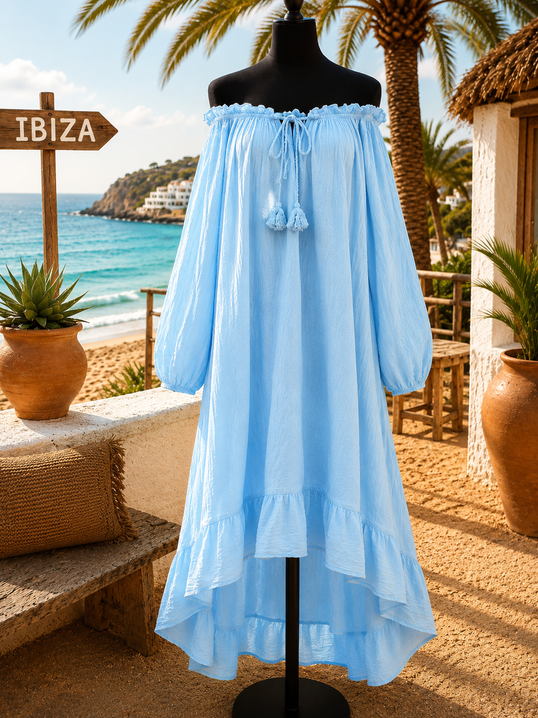 Bohemian Ibiza Jurk – Off Shoulder - Luna - Afbeelding 6