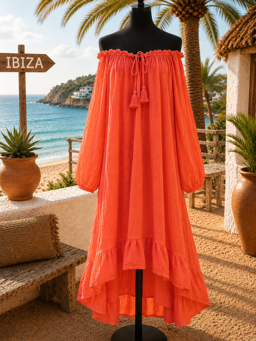 Bohemian Ibiza Jurk – Off Shoulder - Luna - Afbeelding 7