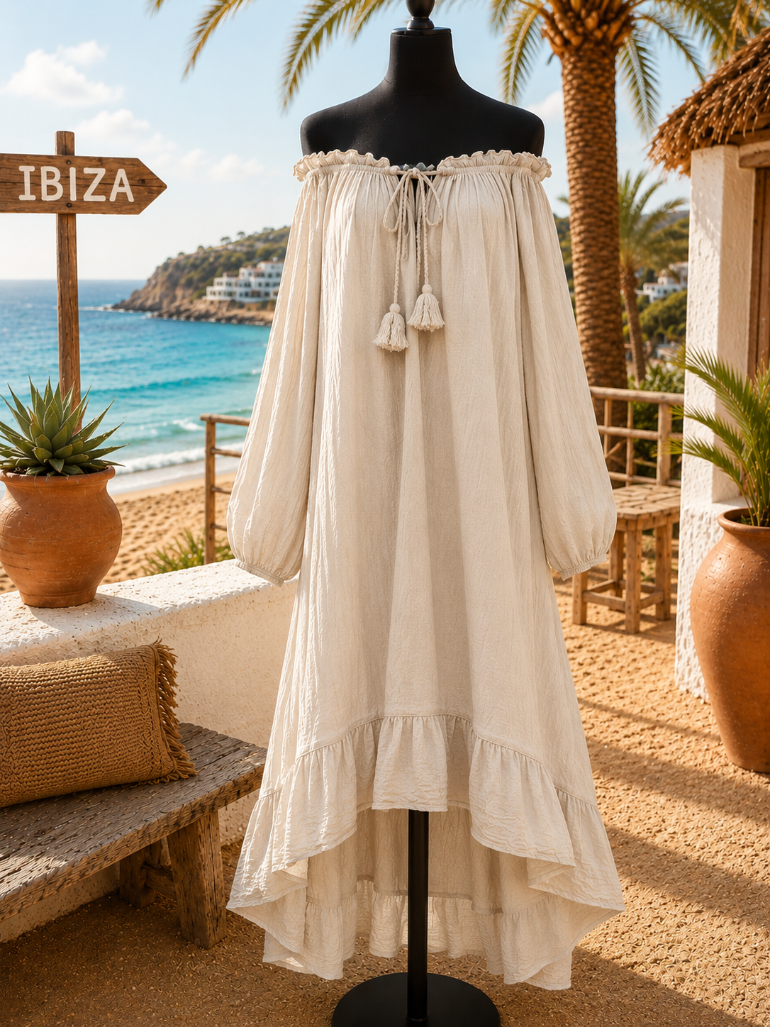 Bohemian Ibiza Jurk – Off Shoulder - Luna - Afbeelding 5