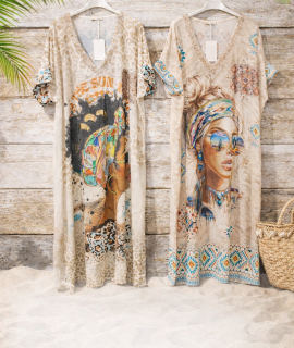 Boho Ibiza Jurk met Print en Subtiele Lurex – Lange Zomer Jurk Dames