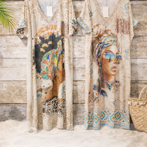 Boho Ibiza Jurk met Print en Subtiele Lurex – Lange Zomer Jurk Dames