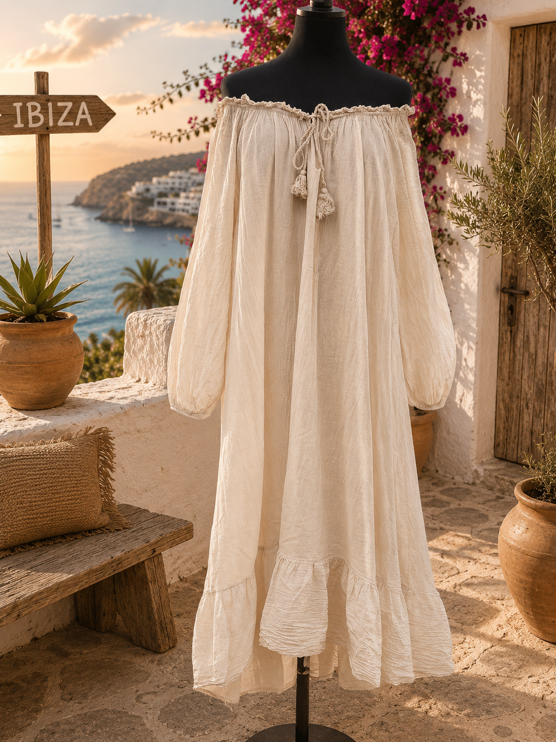 Bohemian Ibiza Jurk – Off Shoulder - Luna - Afbeelding 8