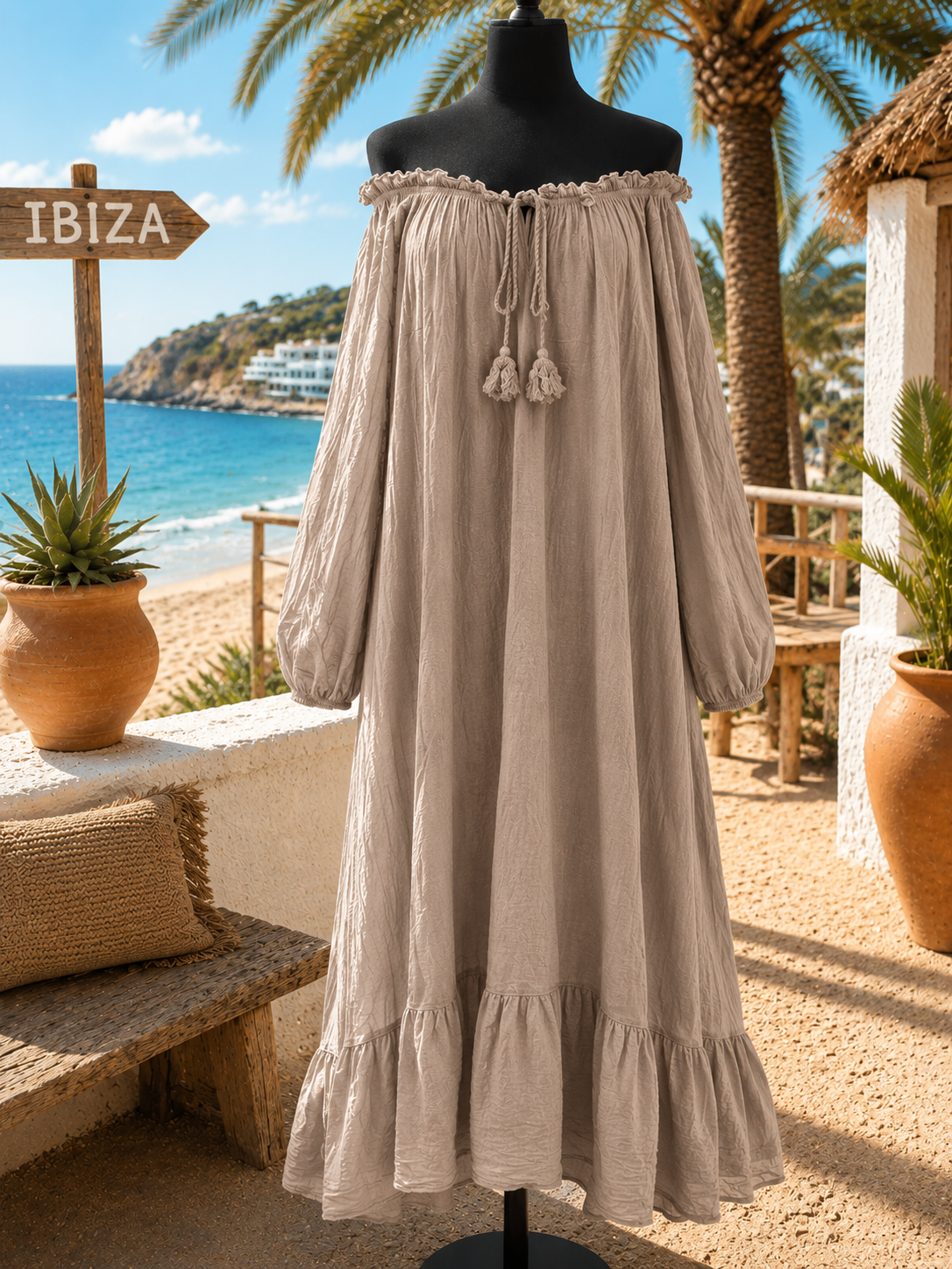 Bohemian Ibiza Jurk – Off Shoulder - Luna - Afbeelding 2