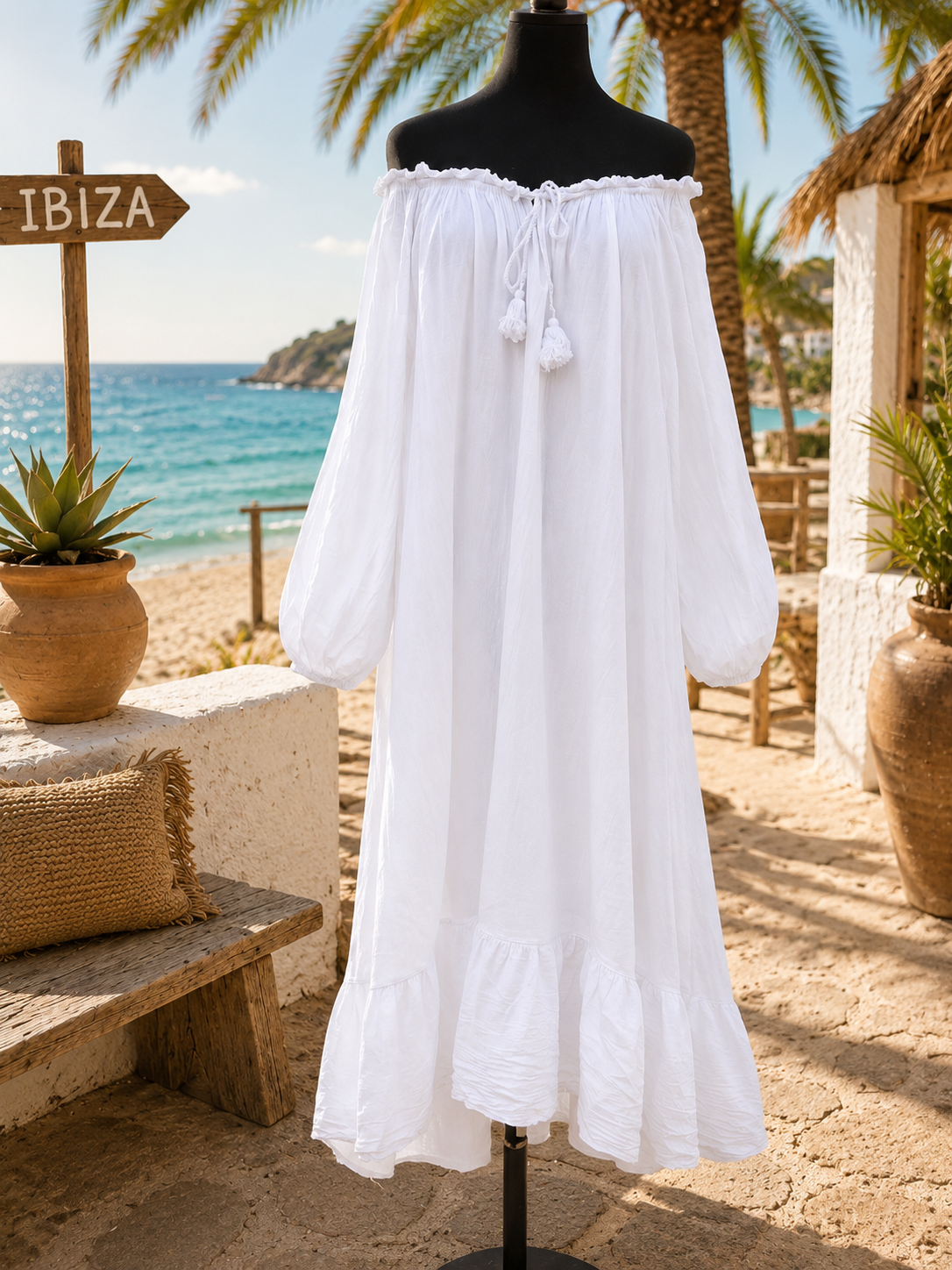 Bohemian Ibiza Jurk – Off Shoulder - Luna - Afbeelding 4