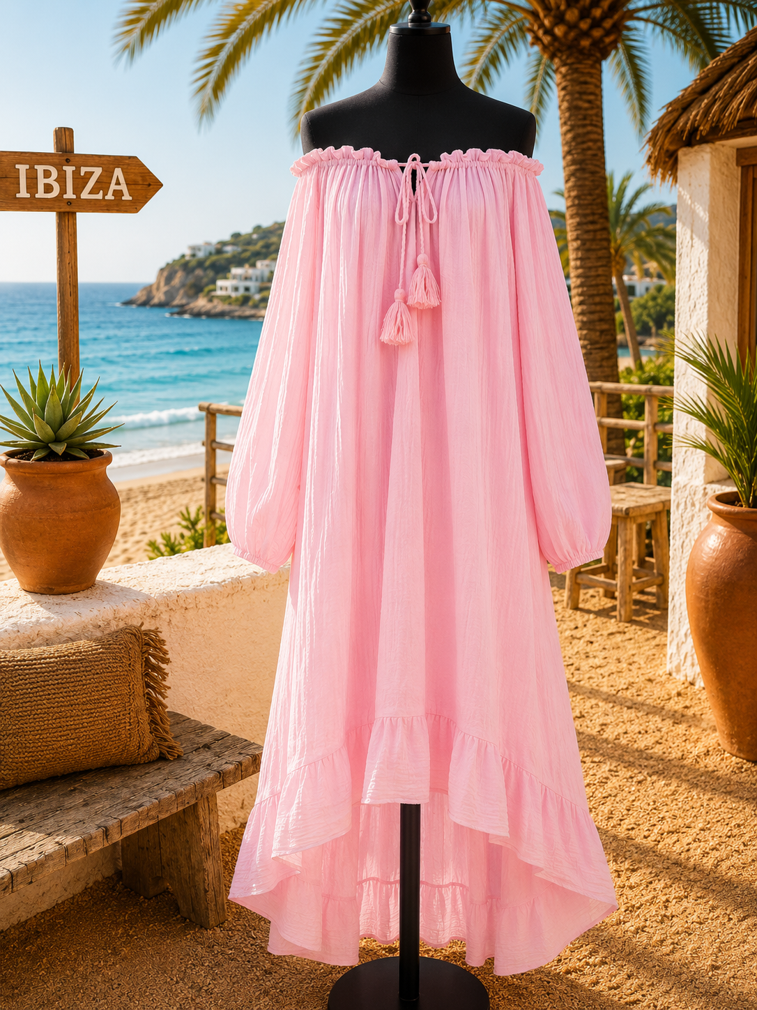 Bohemian Ibiza Jurk – Off Shoulder - Luna - Afbeelding 3