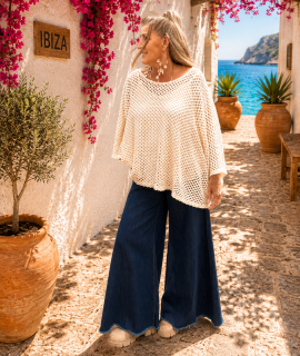 Gehaakte look top doorlopende mouwen – Julia