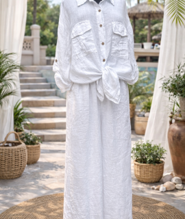 Witte Linnen Set – Blouse & Broek – Cinthia