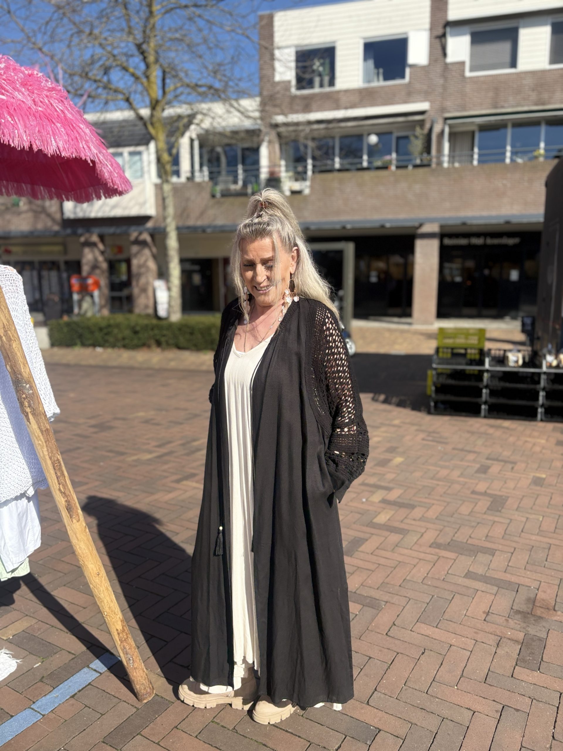 Ibiza kimono met gehaakte details – zwart - Linda - Afbeelding 3