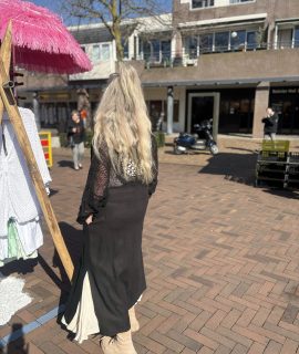 Ibiza kimono met gehaakte details – zwart – Linda