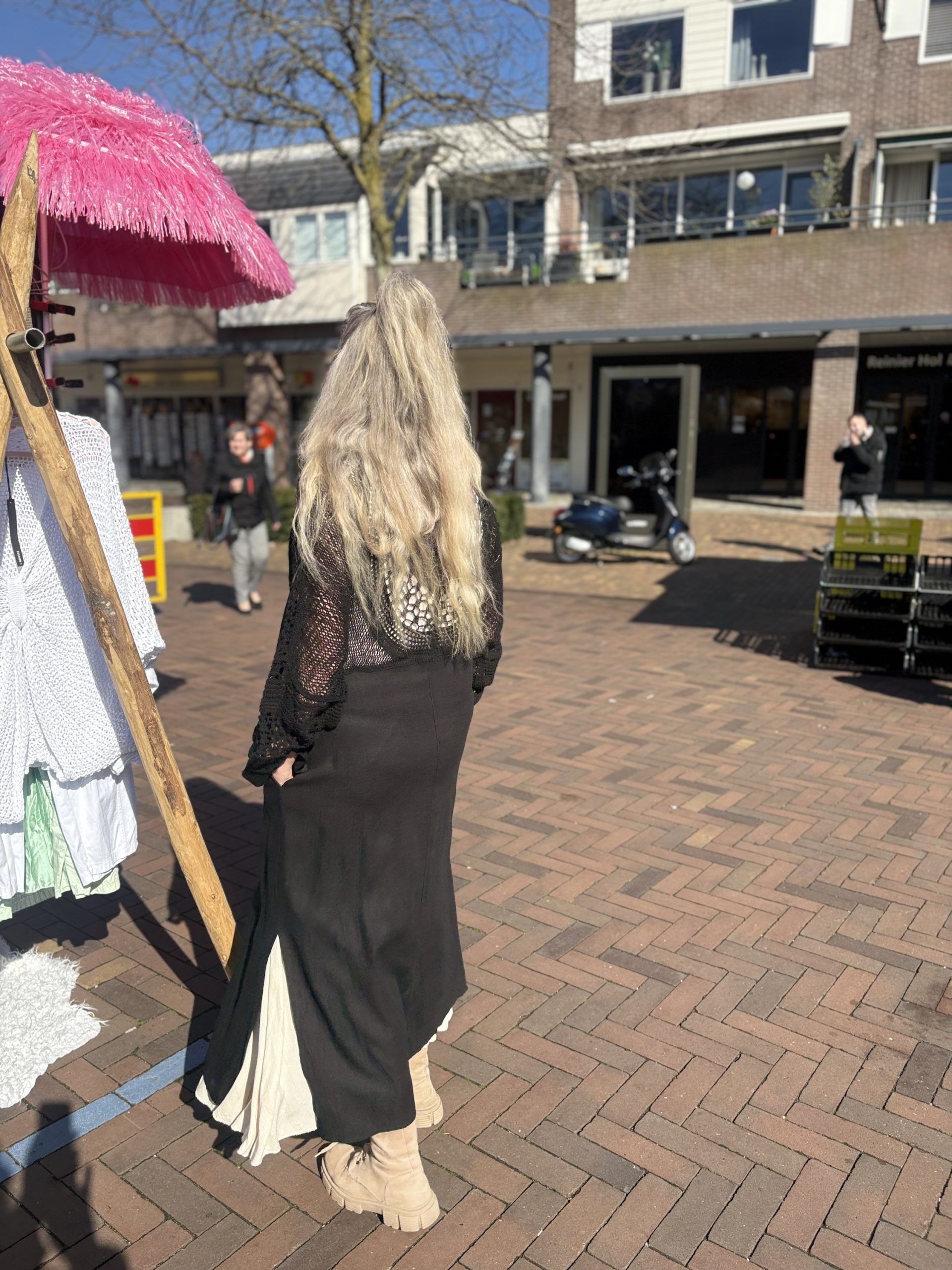 Ibiza kimono met gehaakte details – zwart - Linda