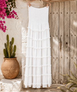 Ibiza strapless stroken jurk  – Clivia