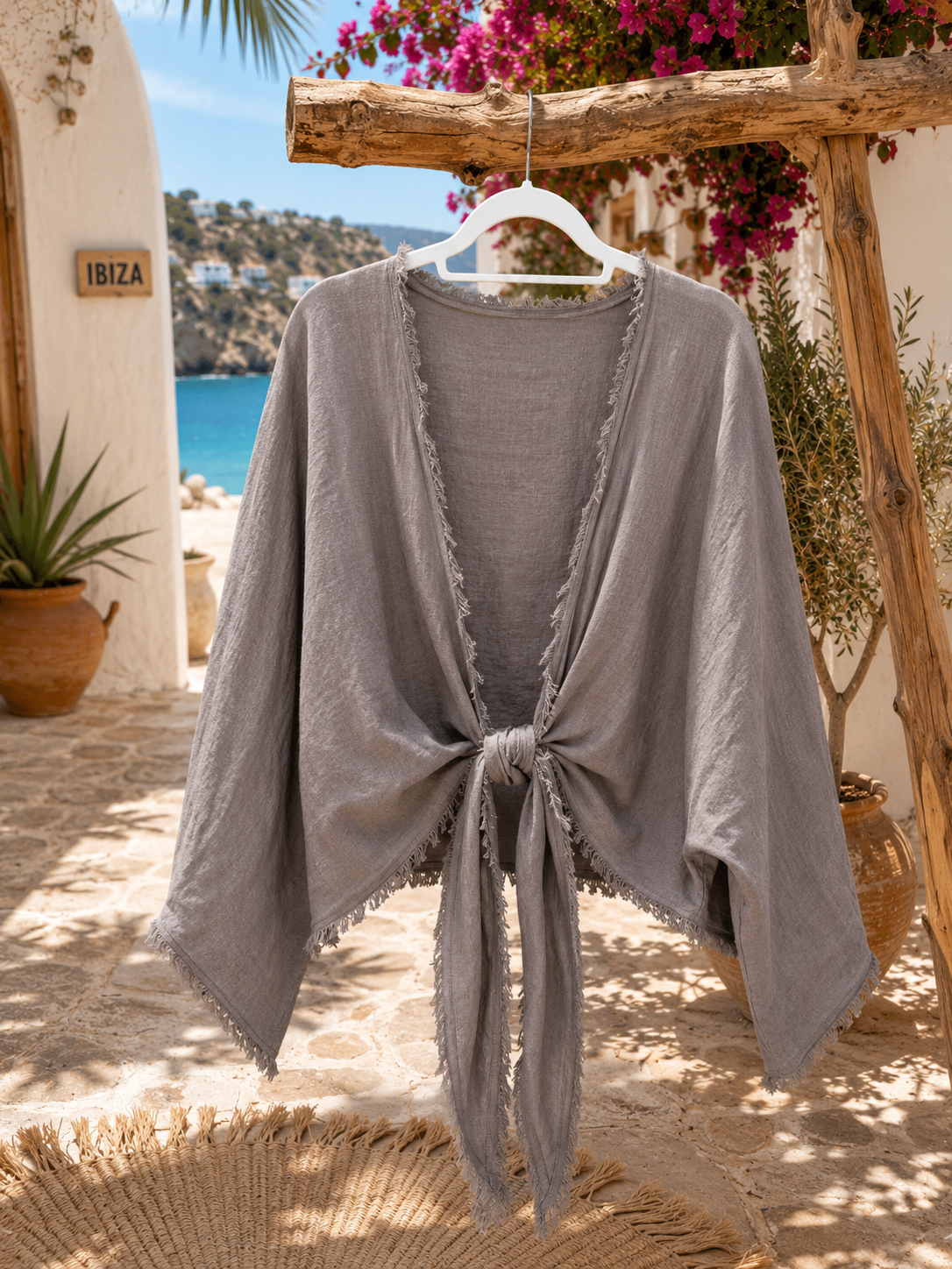 Linnen Boho Knoopvest met Franjes - Klara - Afbeelding 6