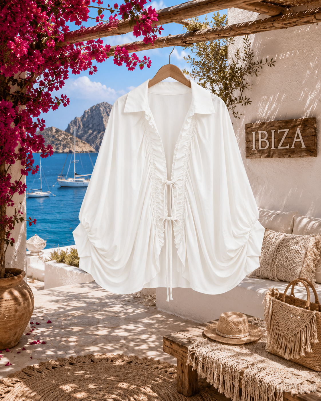 Boho Blouse jasje met Vlindermouw & striksluiting - Vera - Afbeelding 2