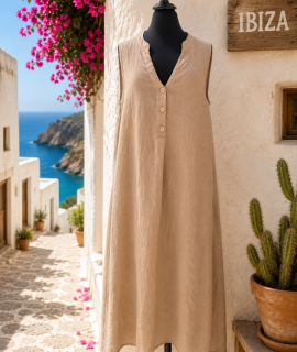 Ibiza Linnen Maxi Jurk met Zakken – Donna
