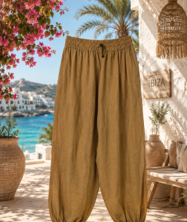 Linnen Boho Broek met Elastische Pijpen – Lyna