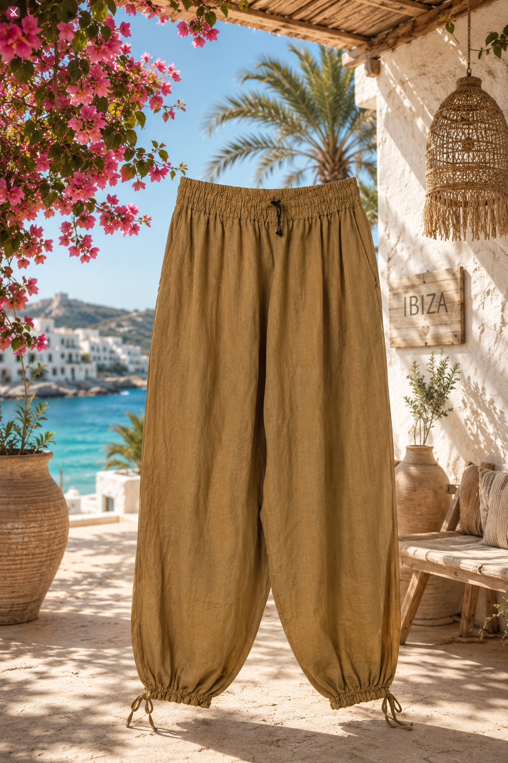 Linnen Boho Broek met Elastische Pijpen - Lyna