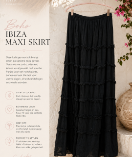 Boho maxi rok zwart – Maddy