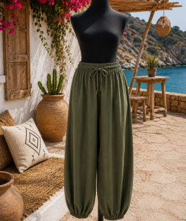 Boho broek met elastische band onder aan de pijpen – Tasha