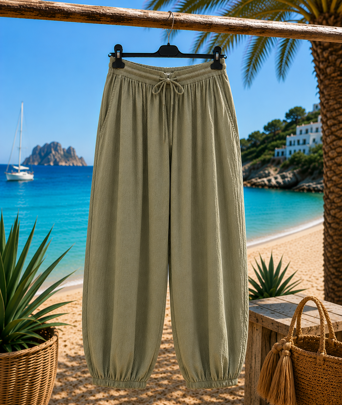 Boho broek met elastische band onder aan de pijpen - Tasha