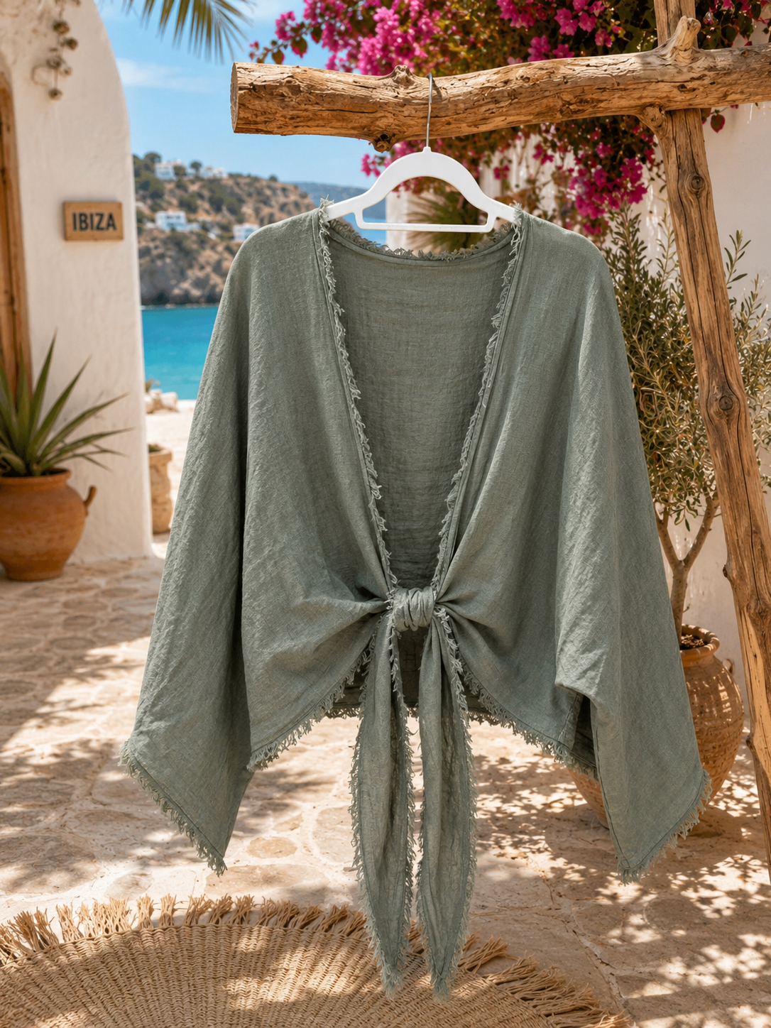 Linnen Boho Knoopvest met Franjes - Klara - Afbeelding 5