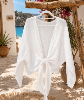 Linnen Boho Knoopvest met Franjes – Klara